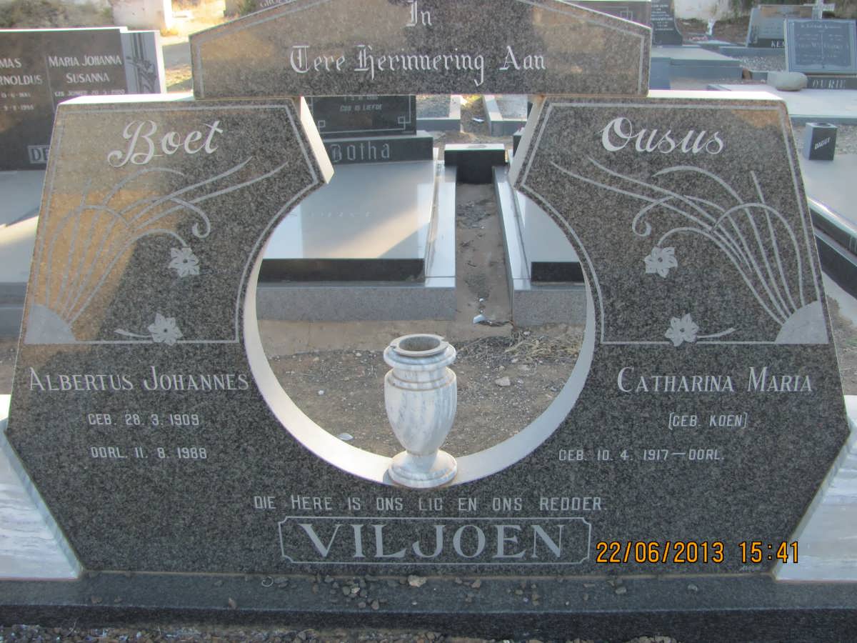 VILJOEN Albertus Johannes 1909-1988 &amp; Catharina Maria KOEN 1917-