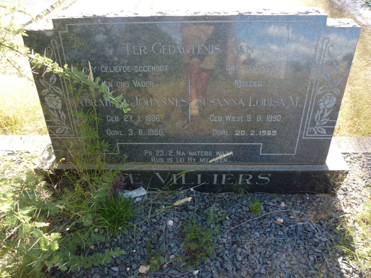 VILLIERS Abraham Johannes, de 1886-1966 &amp; Susanna Louisa M. WIESE 1890-1969
