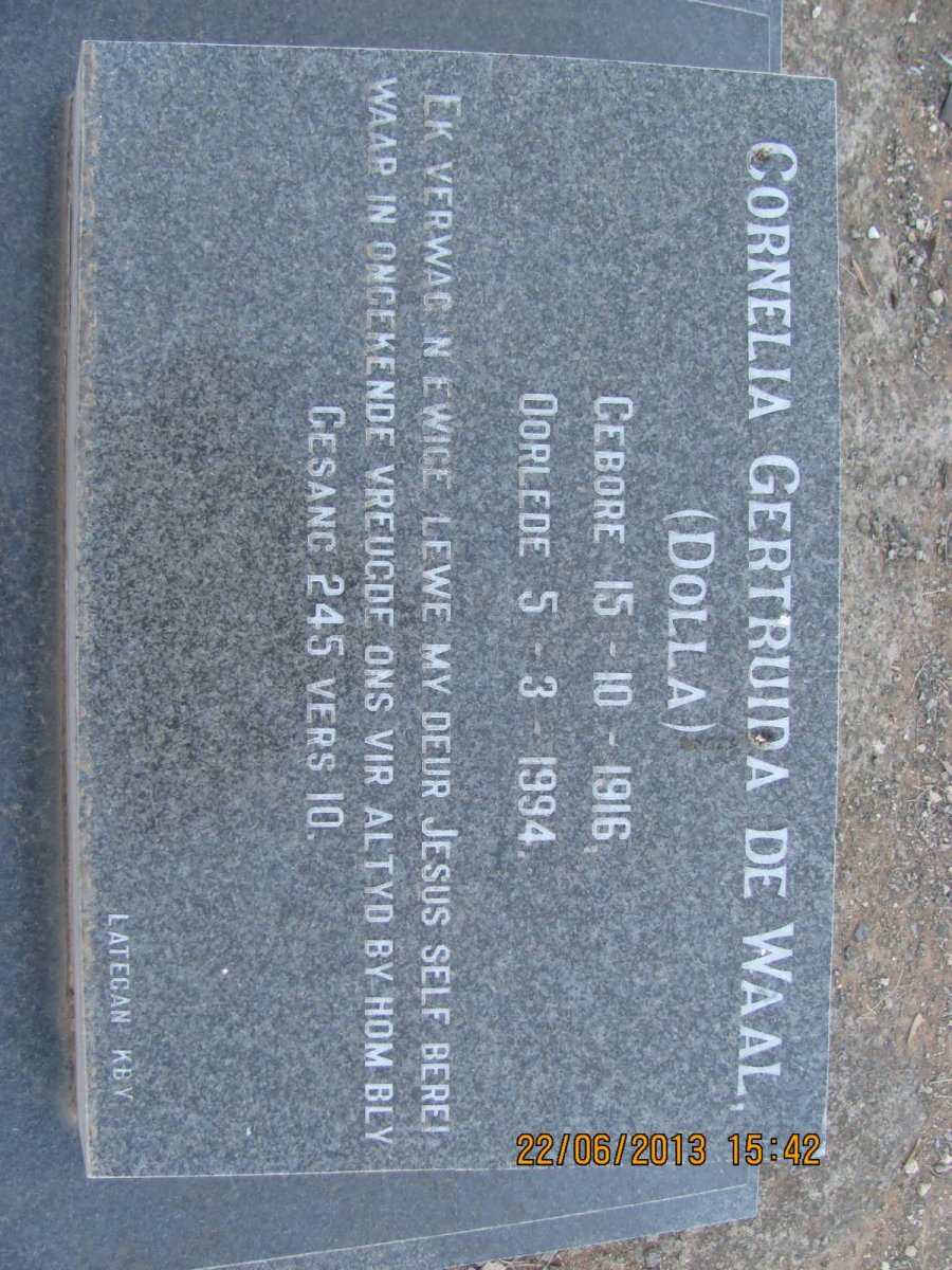 WAAL Cornelia Gertruida, de 1916-1994