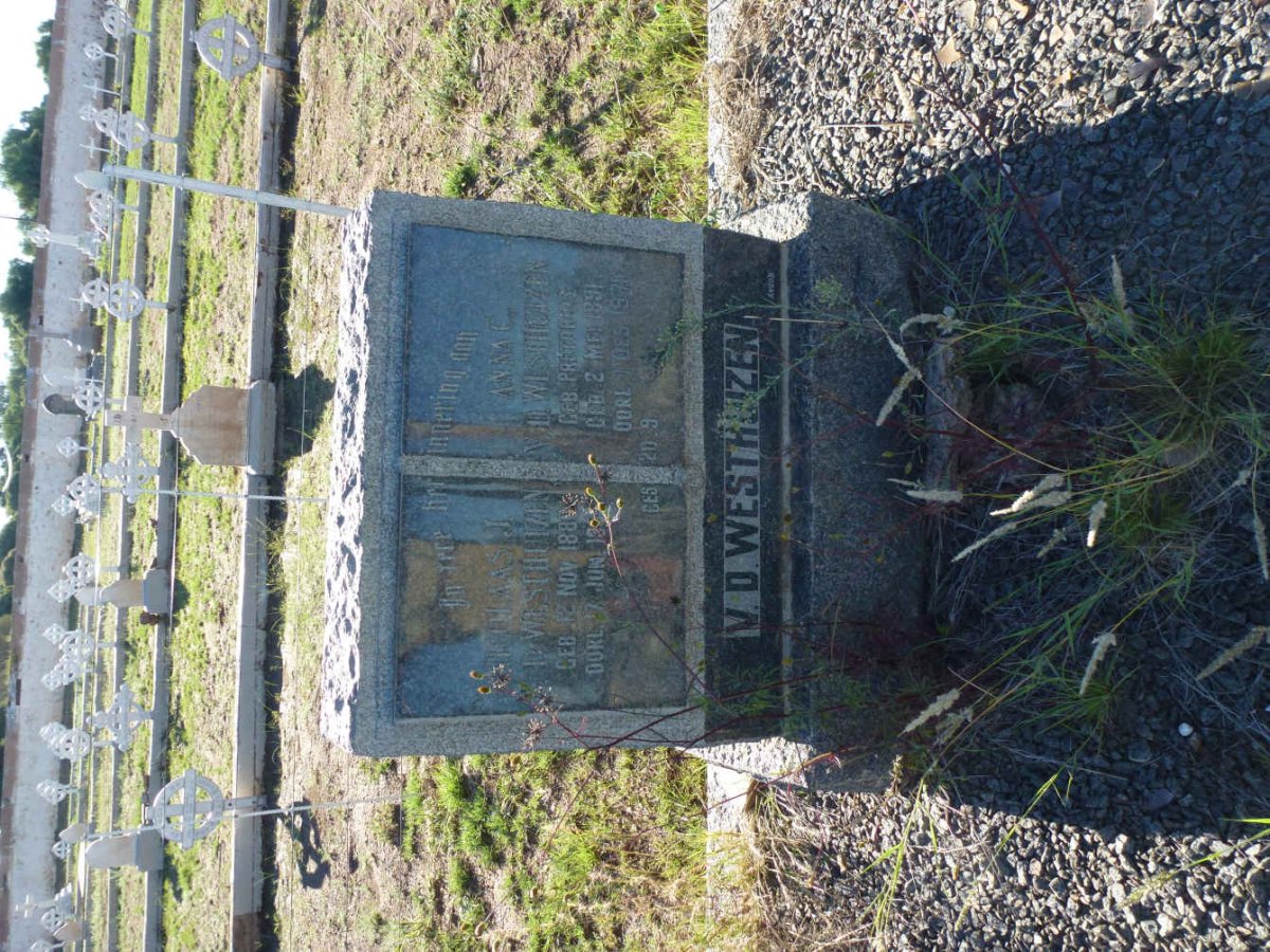 WESTHUIZEN Nicolaas J., v.d. 1880-1954 &amp; Anna C. PRETORIUS 1891-1970 