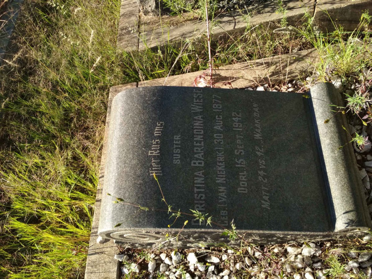 WIESE Christina Barendina nee VAN NIEKERK 1877-1942