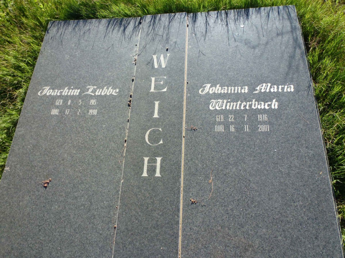 WEICH Joachim Lubbe 1915-1998 &amp; Johanna Maria WINTERBACH 1916-2001