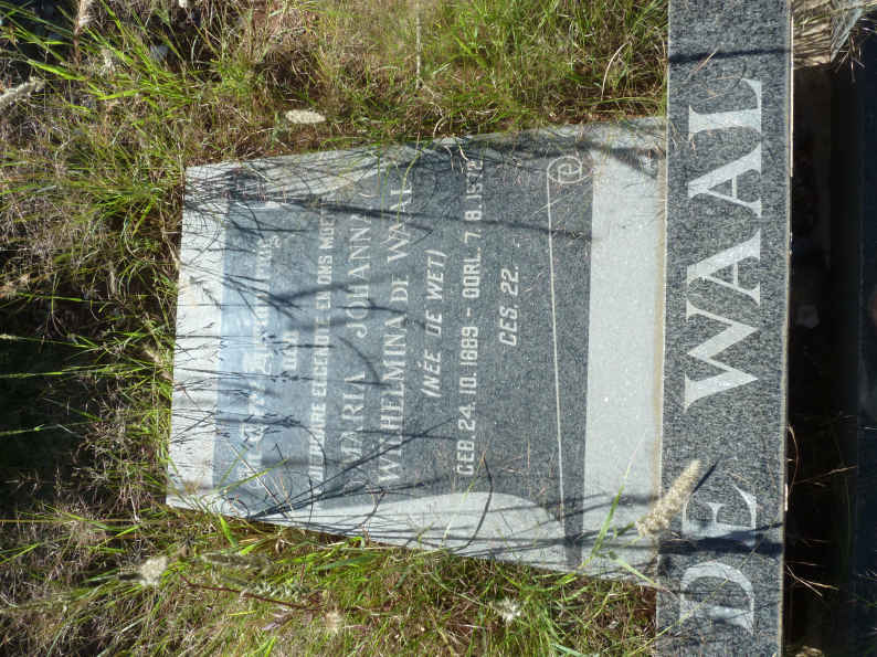 WAAL Maria Johanna Wilhelmina, de nee DE WET 1889-1972