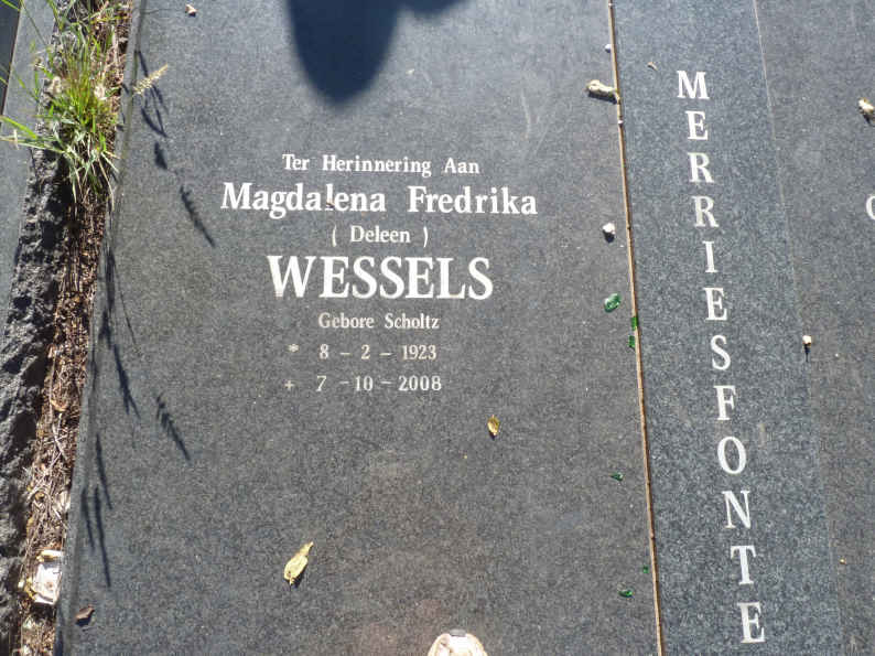 WESSELS Gert Daniel Jacobus 1909-2000 &amp; Magdalena Fredrika SCHOLTZ 1923-2008