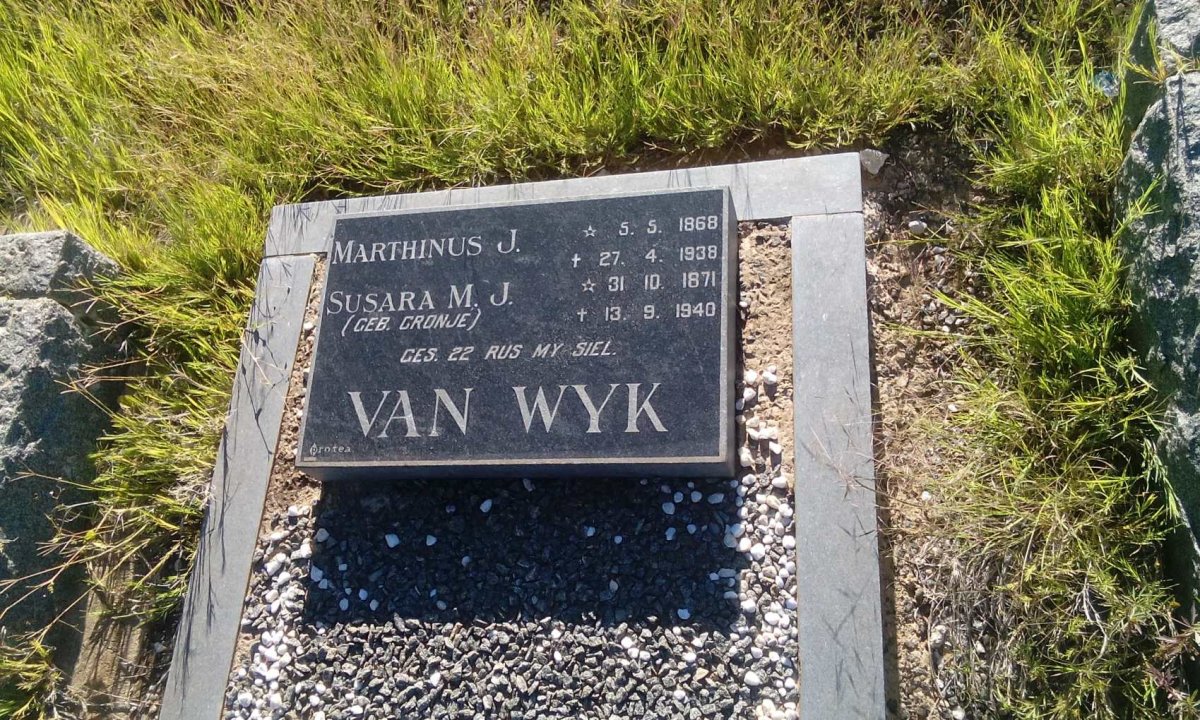WYK Marthinus J., van 1868-1938 &amp; Susara M.J. CRONJE 1871-1940