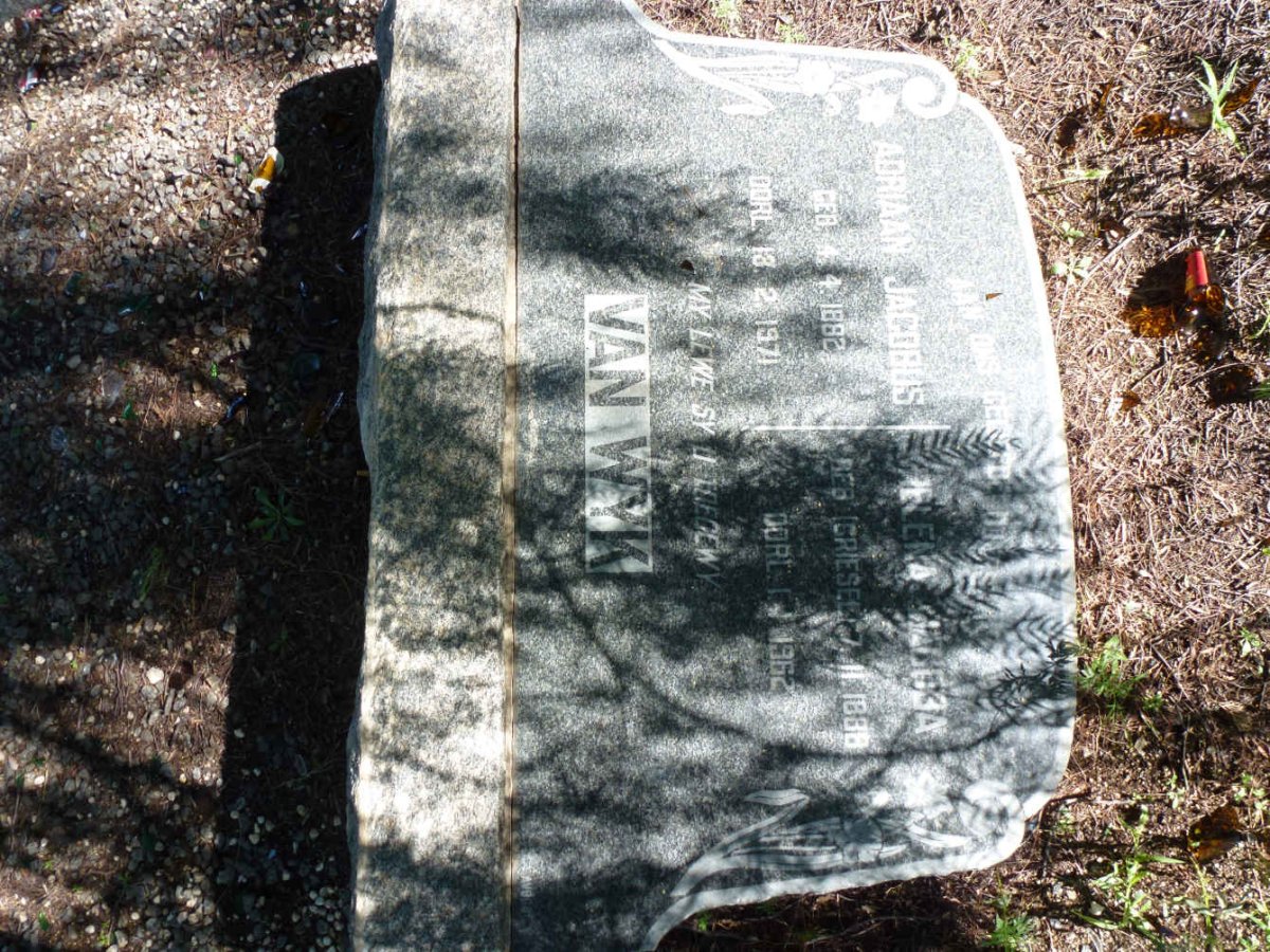 WYK Adriaan Jacobus, van 1882-1971 &amp; Helena Jacoba GRIESEL 1888-1962