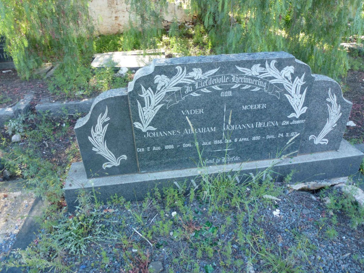 WYK Johannes Abraham, van 1886-1956 &amp; Johanna Helena JOUBERT 1890-1971