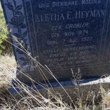 HEYMAN Aletha E. nee GROBLER 1874-1923