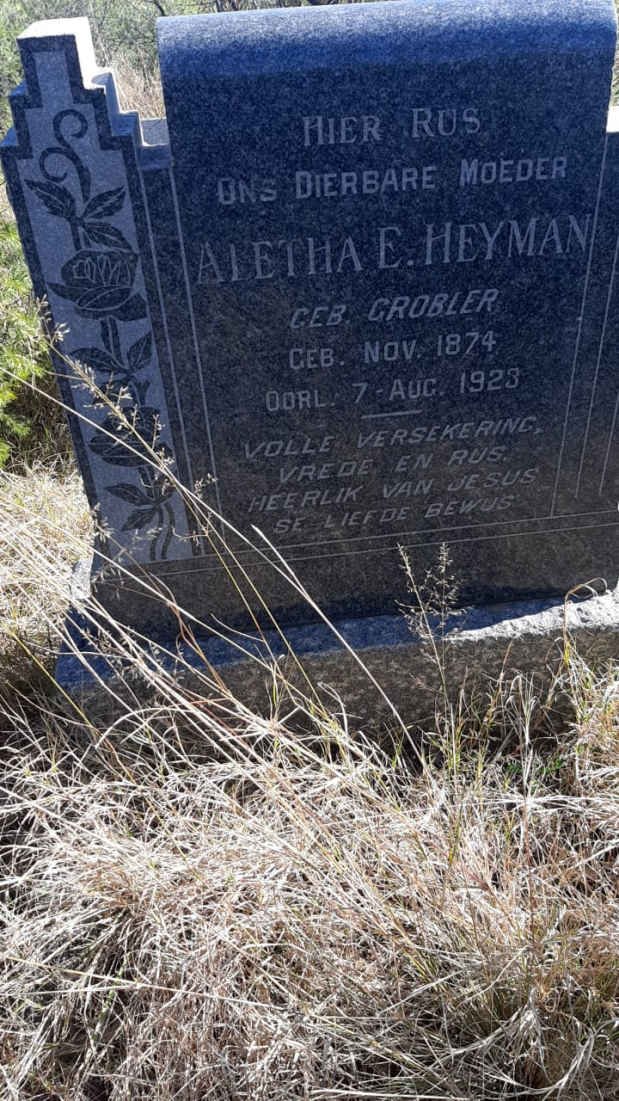HEYMAN Aletha E. nee GROBLER 1874-1923