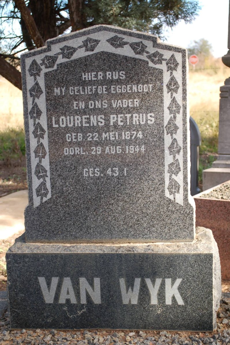 WYK Lourens Petrus, van 1874-1944