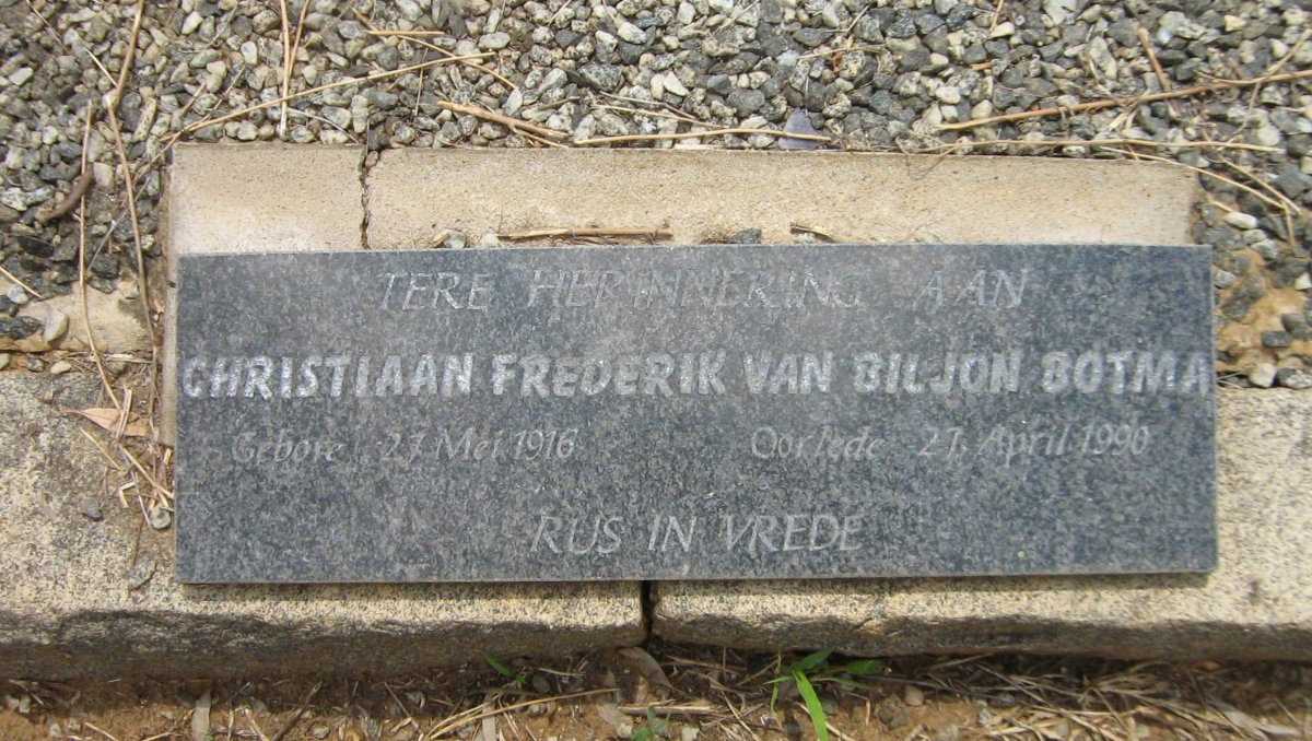 BOTMA Christiaan Frederik van Biljon 1916-1990