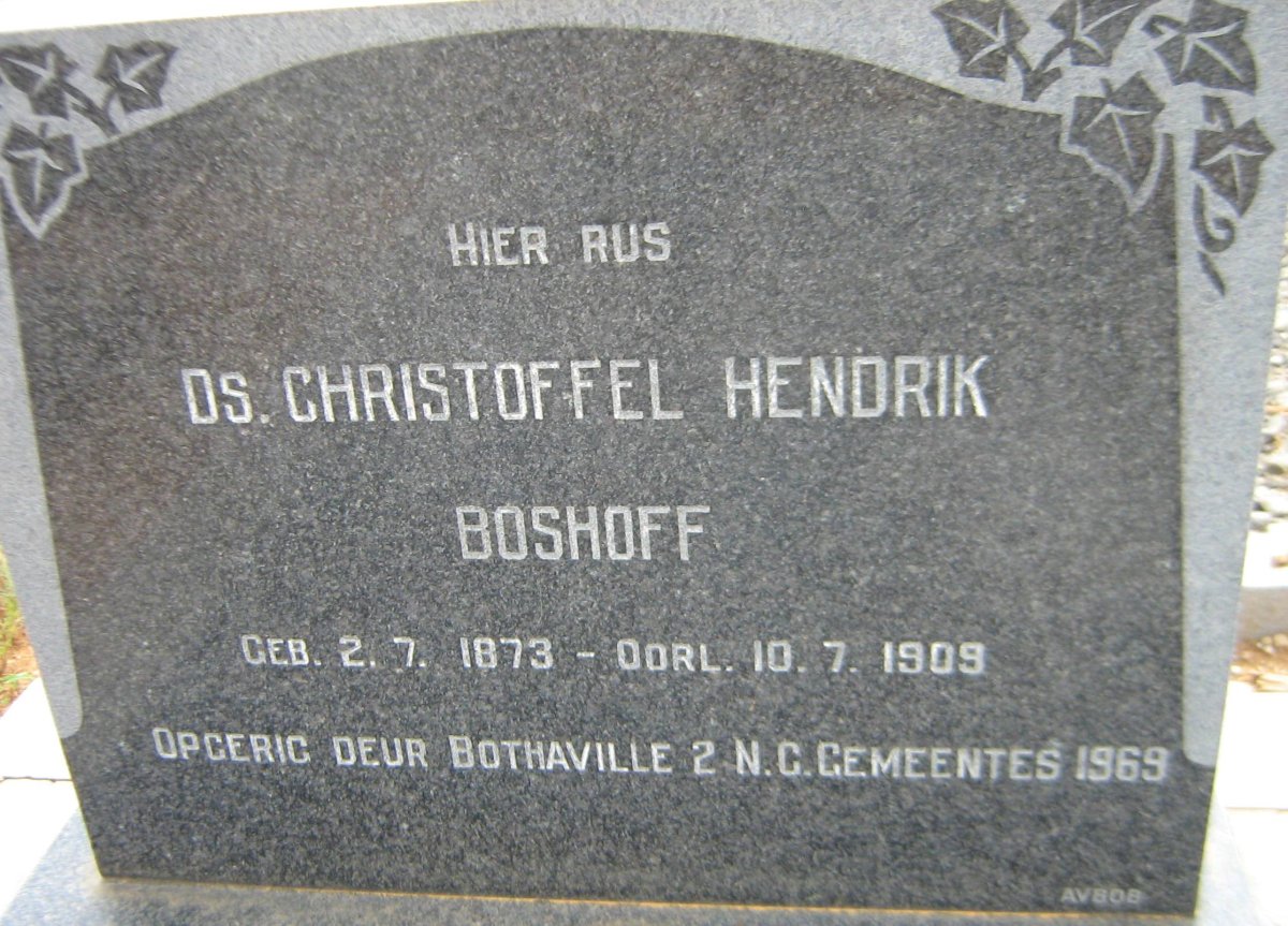 BOSHOFF Christoffel Hendrik 1873-1909