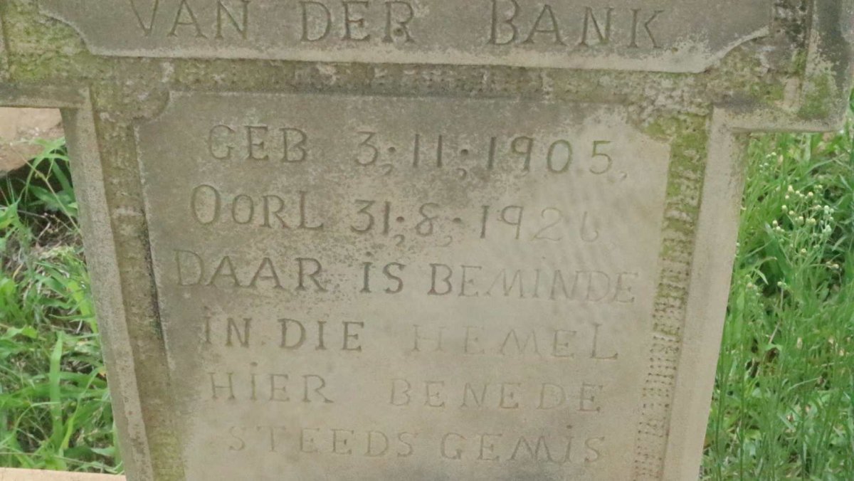 BANK Jurie Johannes Roelof, van der 1905-1926