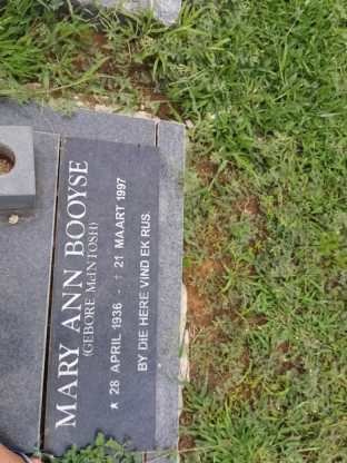BOOYSE Mary Ann nee McINTOSH 1936-1997