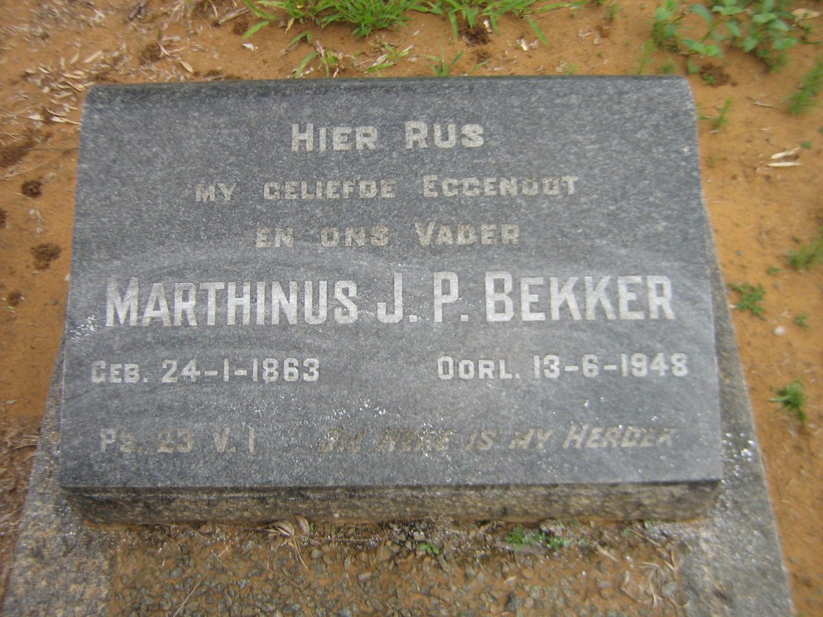 BEKKER Marthinus J.P. 1863-1948