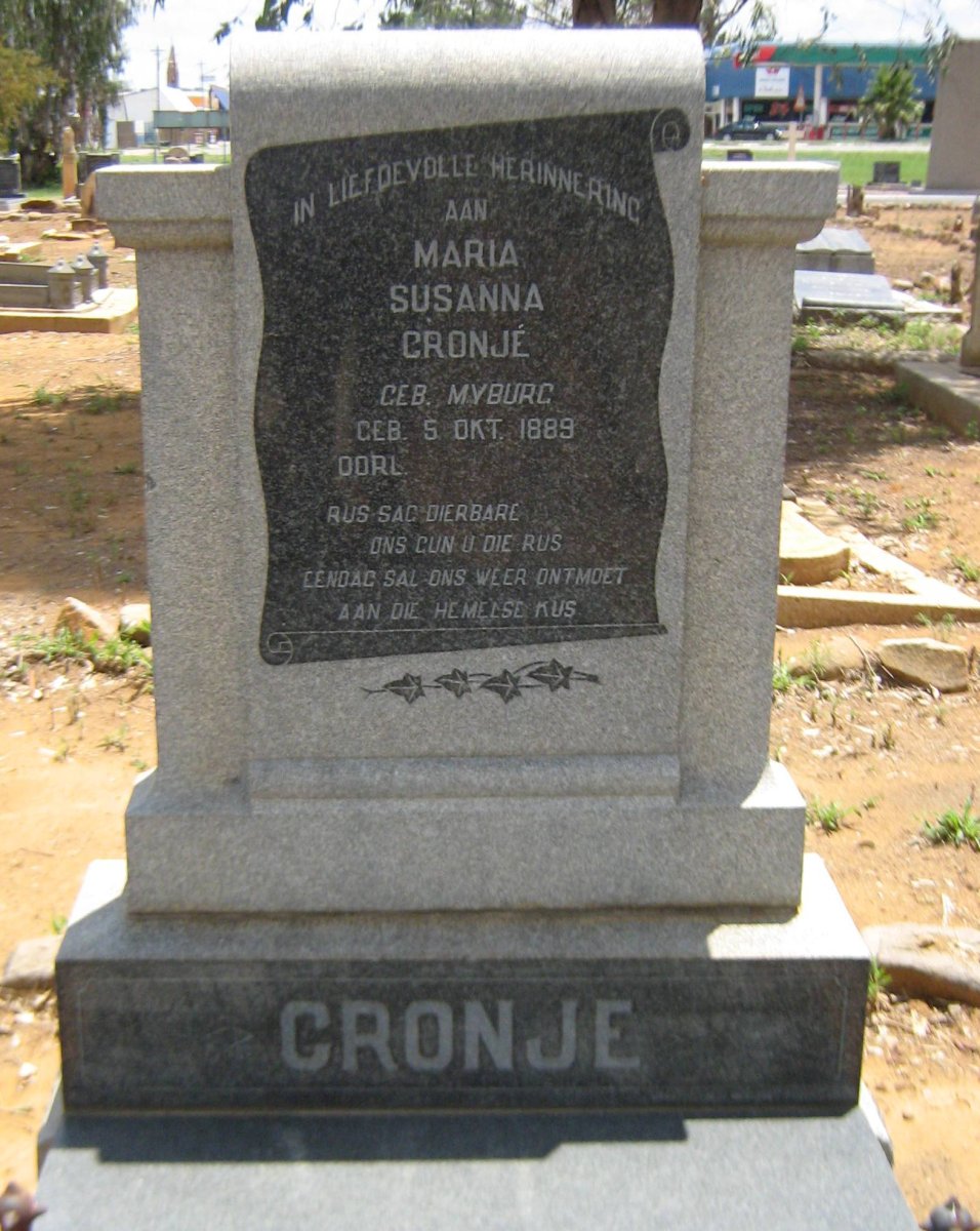 CRONJE Maria Susanna nee MYBURG 1889-