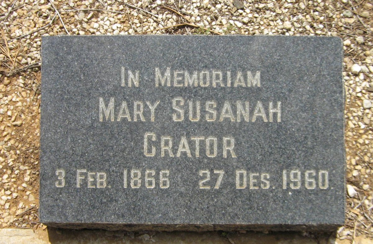 CRATOR Mary Susanah 1866-1960