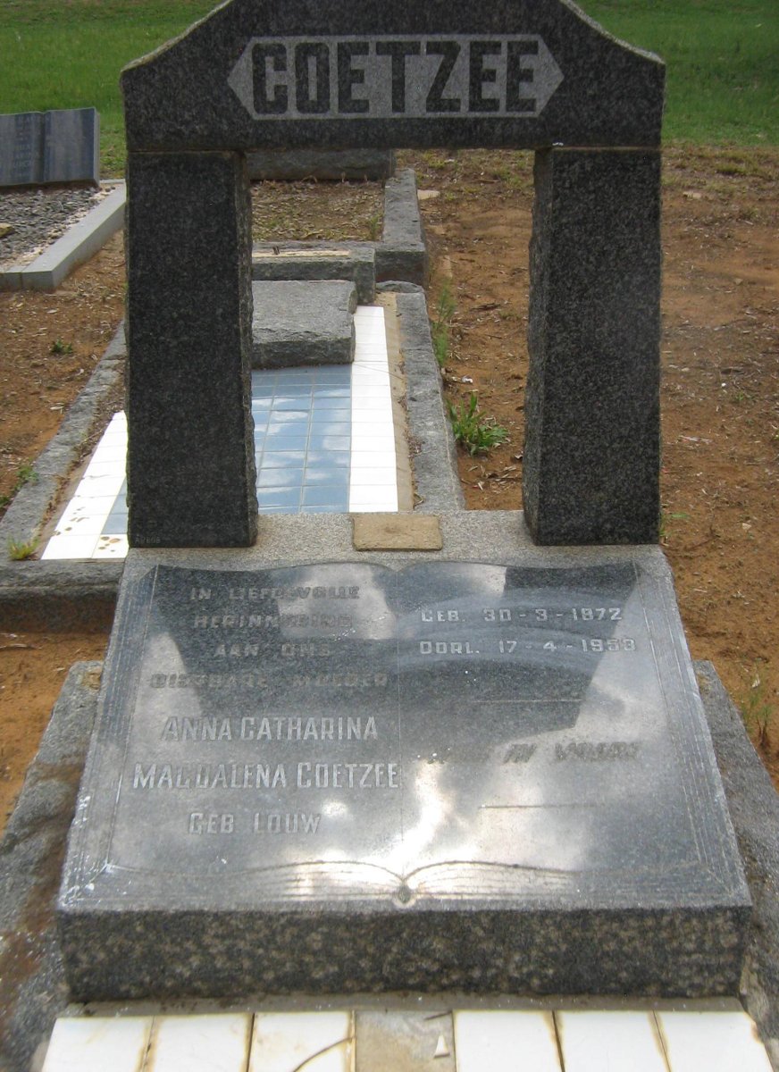 COETZEE Anna Catharina Magdalena nee LOUW 1872-1953