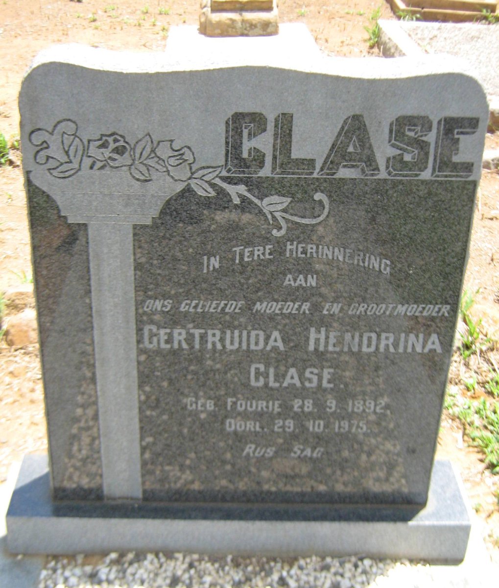 CLASE Gertruida Hendrina nee FOURIE 1892-1975