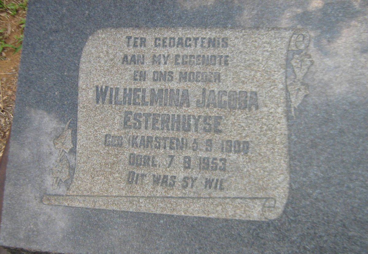 ESTERHUYSE Wilhelmina Jacoba nee KARSTEN 1900-1953