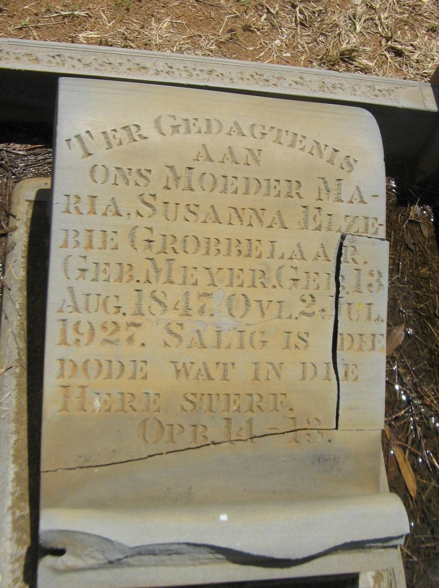 GROBBELAAR Maria Susanna Elzebie nee MEYER 1847-1927