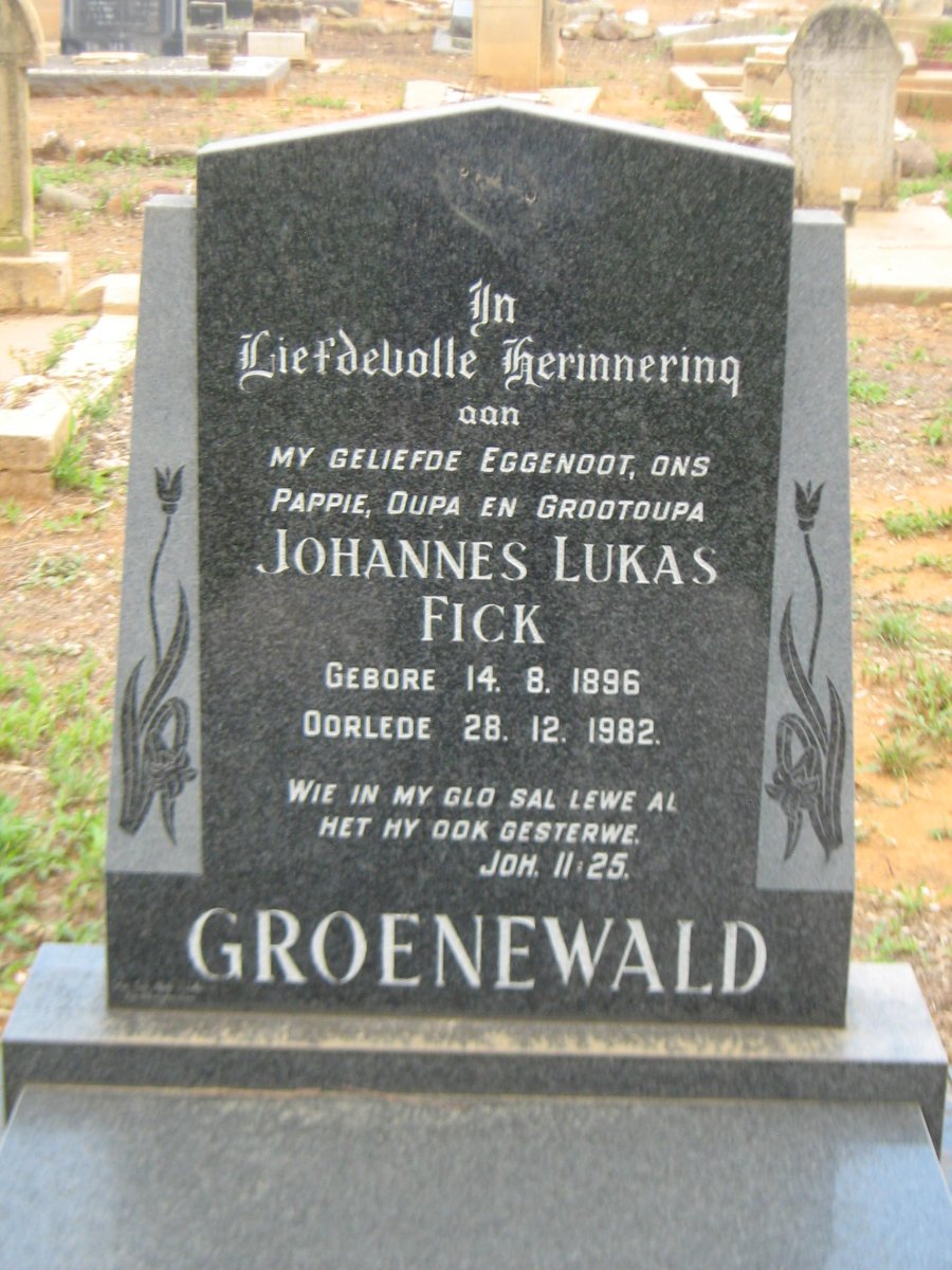 GROENEWALD Johannes Lukas Fick 1896-1982