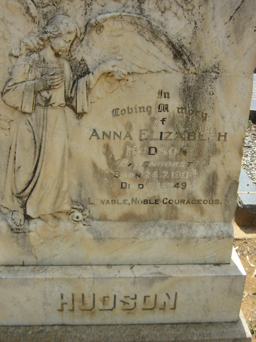HUDSON Anna Elizabeth nee BADENHORST 1900-1949