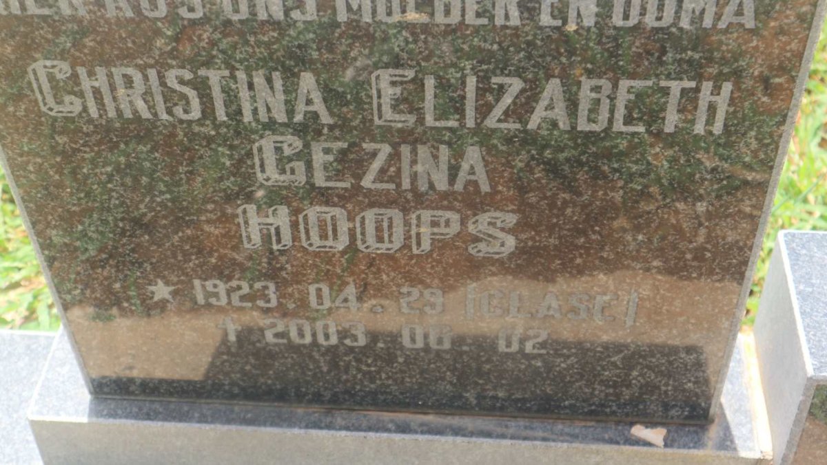 HOOPS Christina Elizabeth Gezina 1923-2003