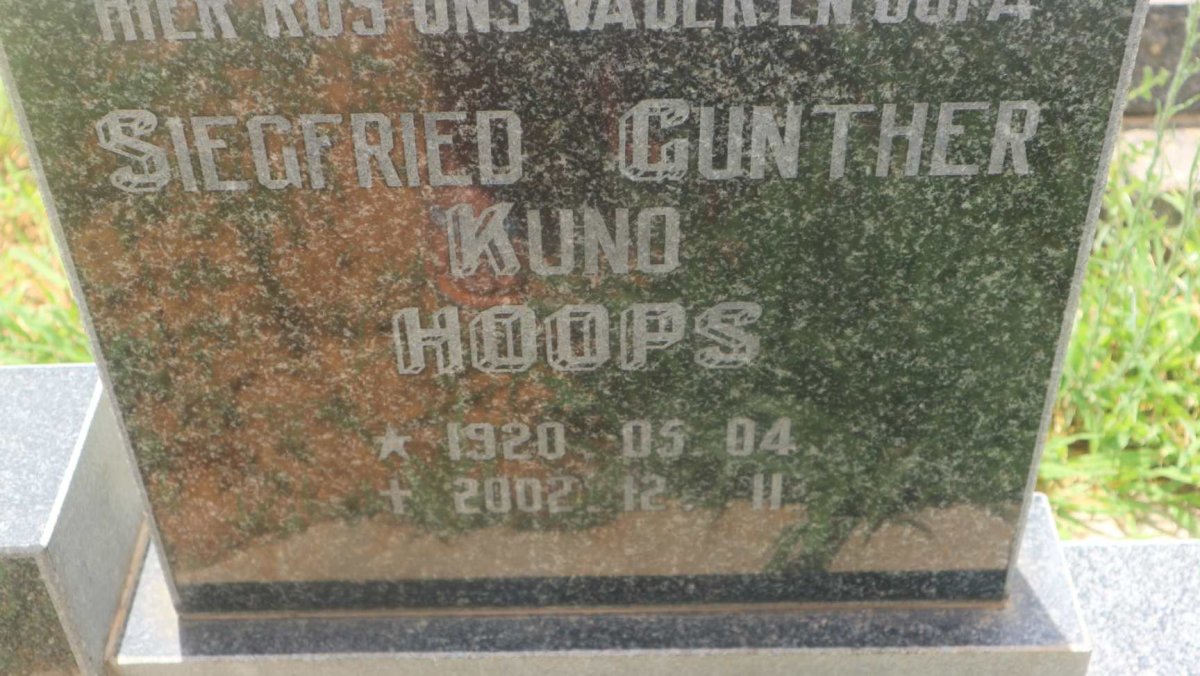 HOOPS Siegfried Gunther Kuno 1920-2002