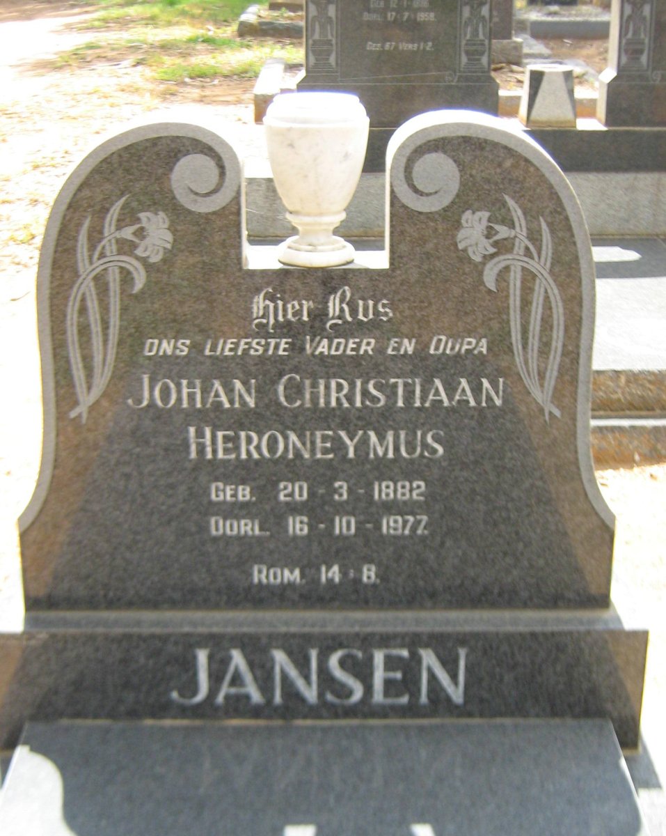 JANSEN Johan Christiaan Heroneymus 1882-1977