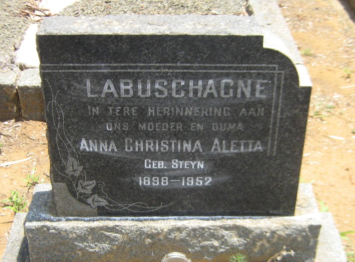 LABUSCHAGNE Anna Christina Aletta nee STEYN 1898-1952