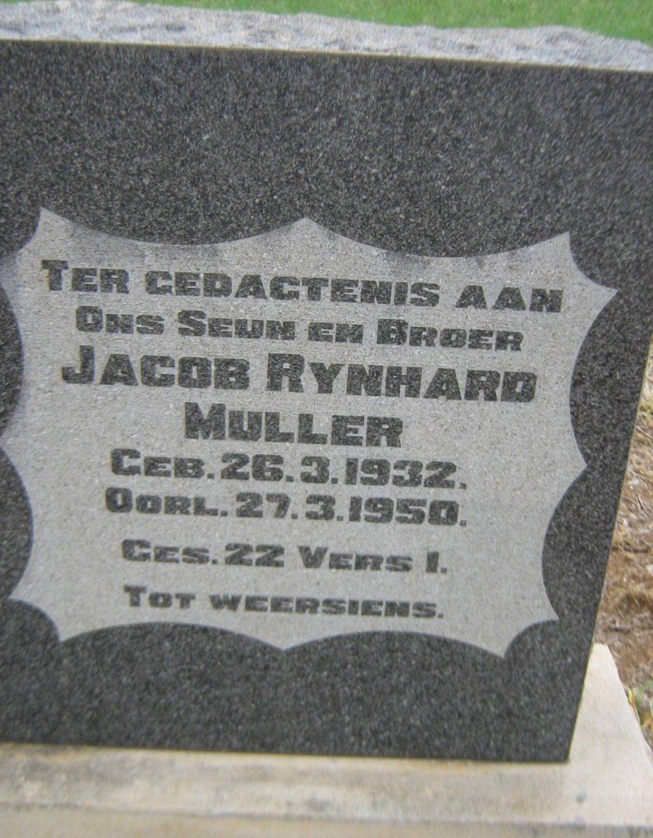 MULLER Jacob Rynhard 1932-1950