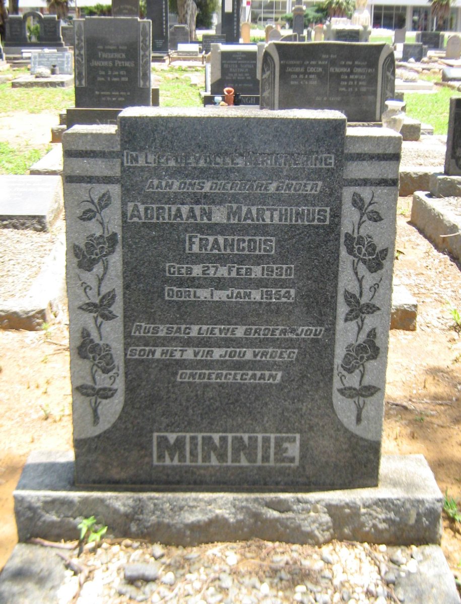 MINNIE Adriaan Marthinus Francois 1930-1954