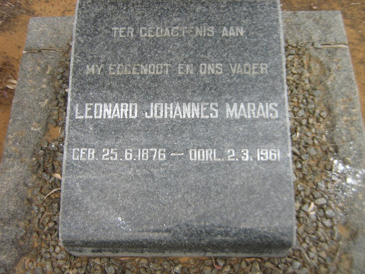 MARAIS Leonard Johannes 1876-1961
