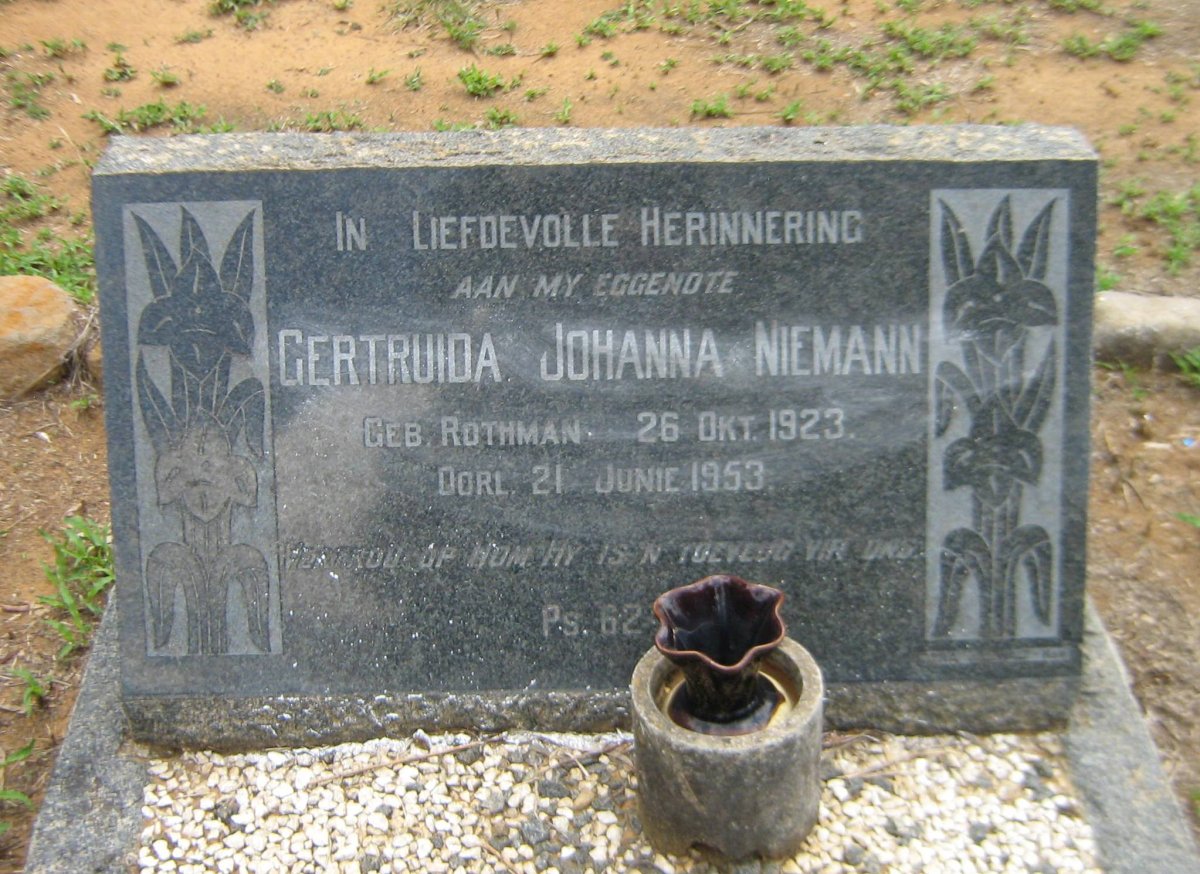NIEMANN Gertruida Johanna nee ROTHMAN 1923-1953