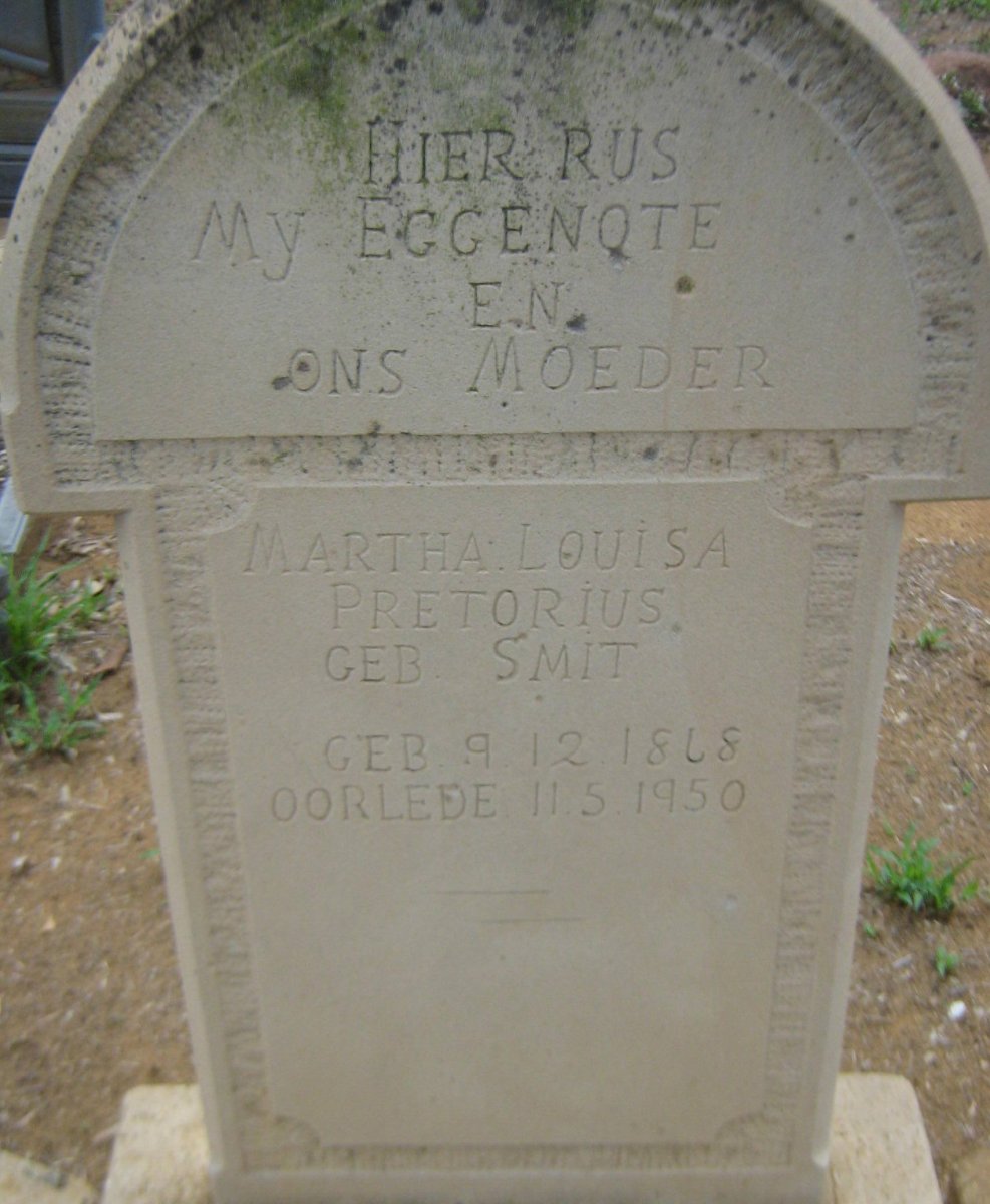 PRETORIUS Martha Louisa nee SMIT 1868-1950