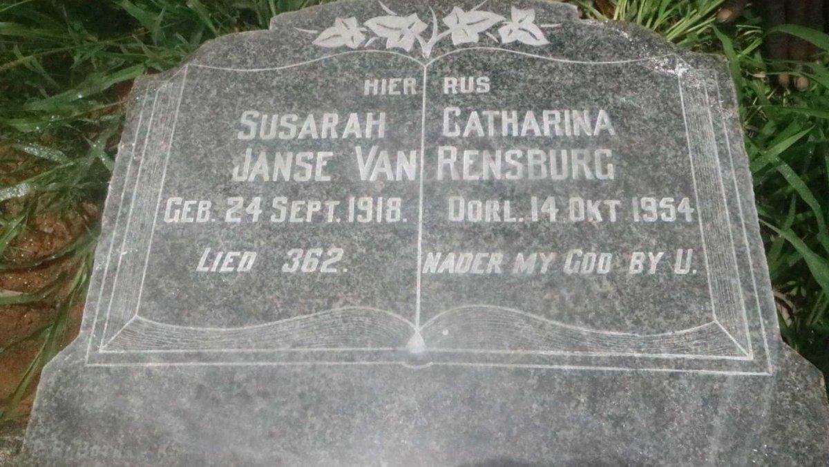 RENSBURG Susarah Catharina, Janse van 1918-1954