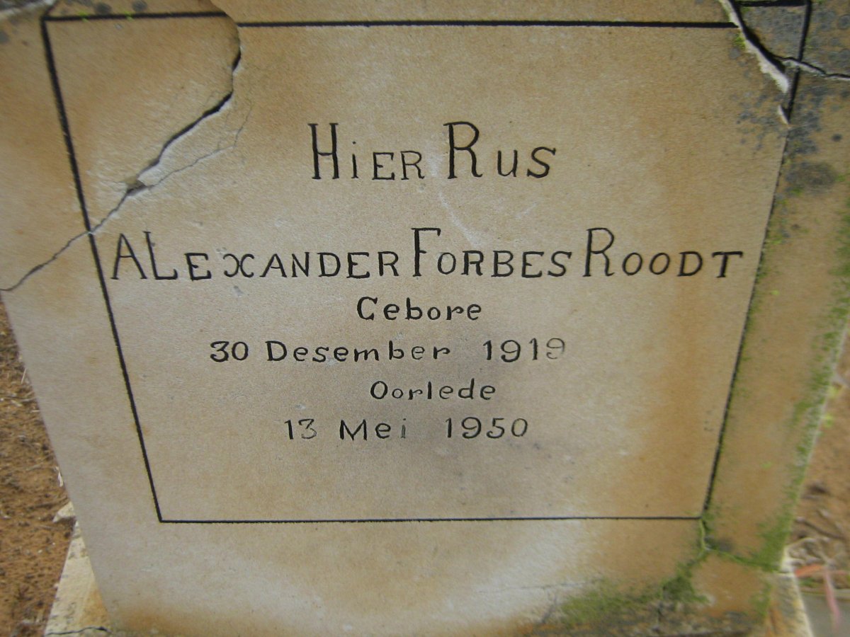 ROODT Alexander Forbes 1919-1950