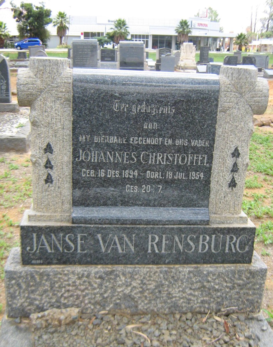 RENSBURG Johannes Christoffel, Janse van 1894-1954