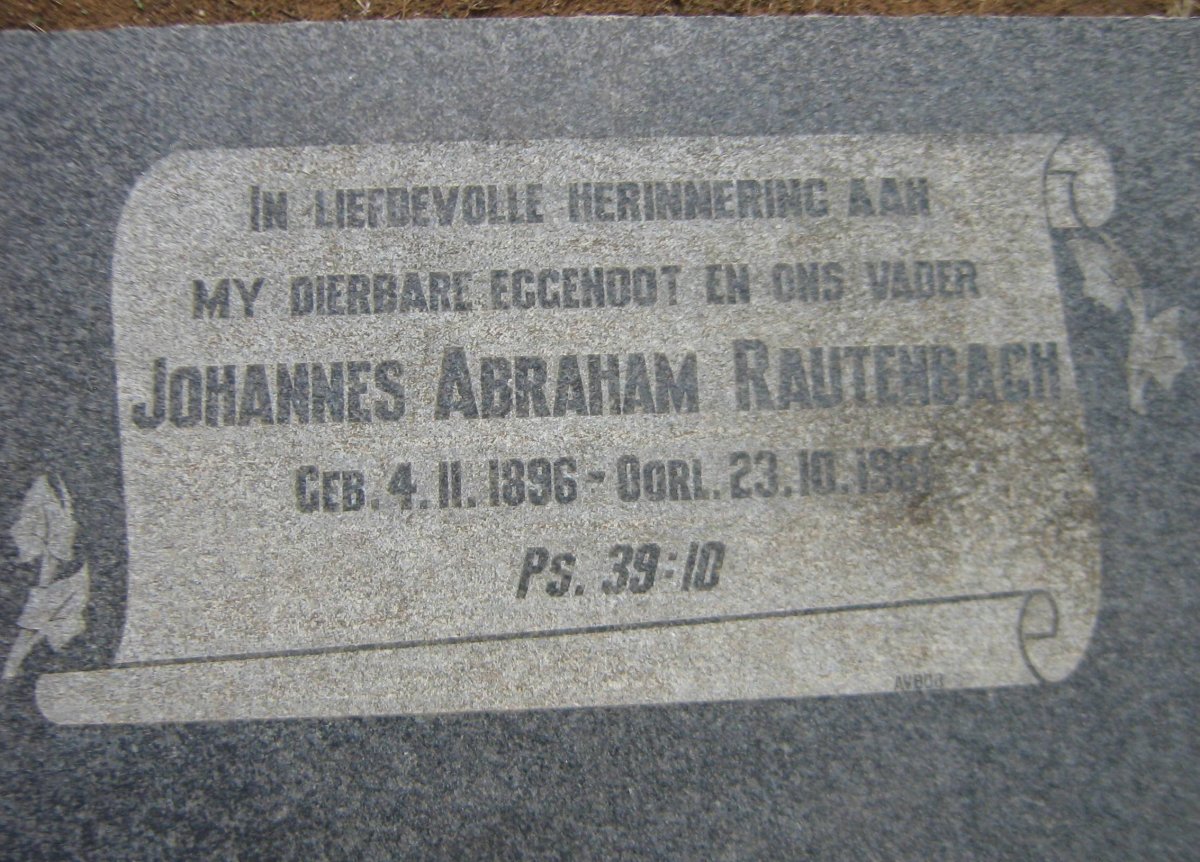 RAUTENBACH Johannes Abraham 1896-1951