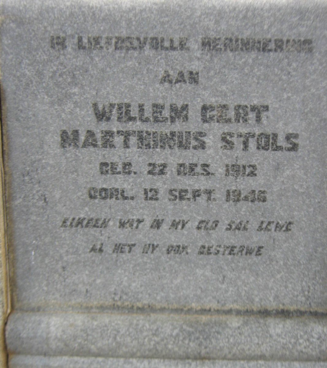 STOLS Willem Gert Marthinus 1912-1946