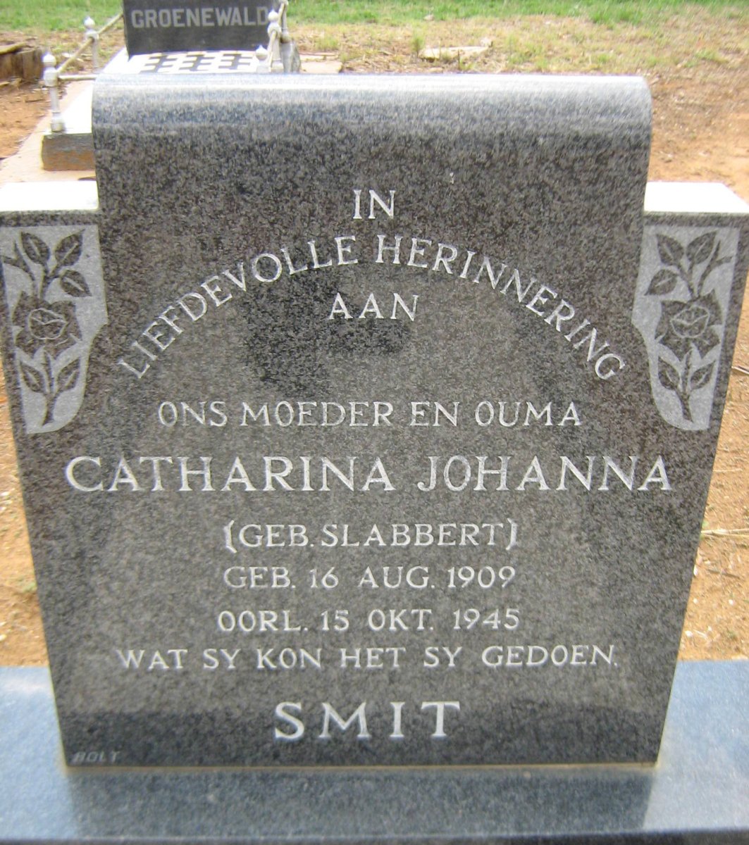SMIT Catharina Johanna nee SLABBERT 1909-1945