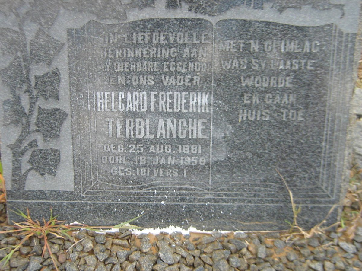 TERBLANCHE Helgard Frederik 1881-1958