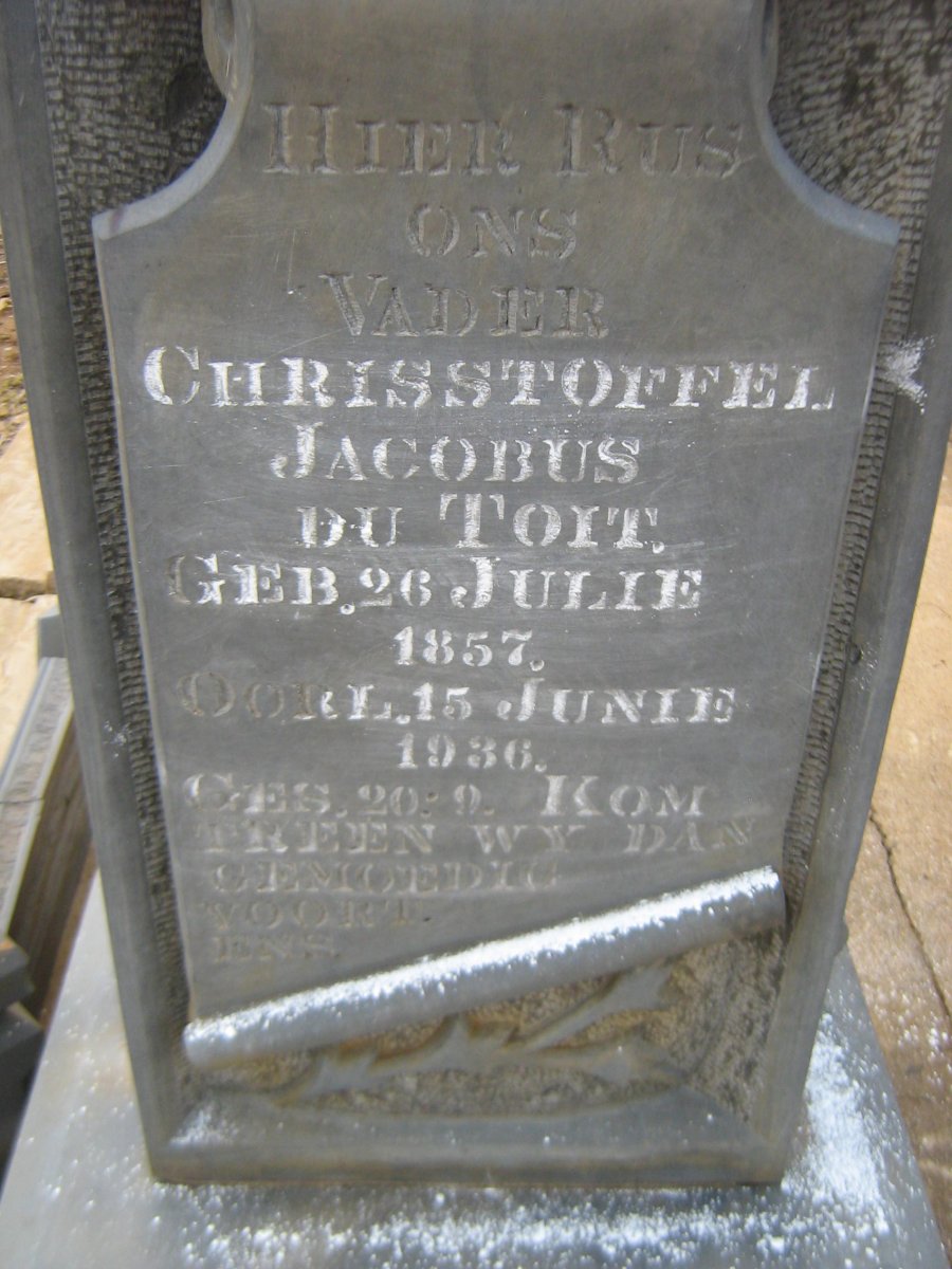 TOIT Chrisstoffel Jacobus, du 1857-1936