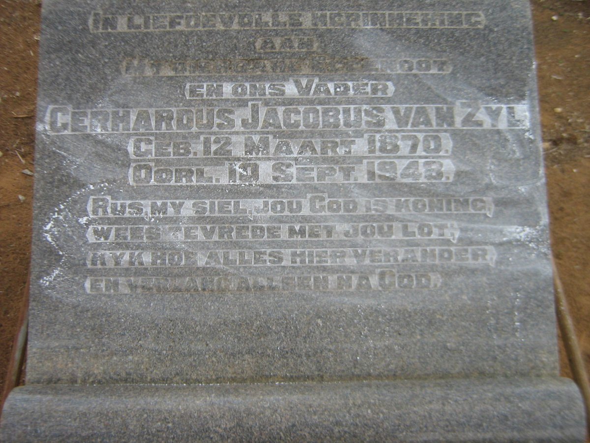 ZYL Gerhardus Jacobus, van 1870-1948