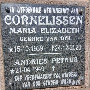 CORNELISSEN Andries Petrus 1940- & Maria Elizabeth VAN DYK 1939-2020
