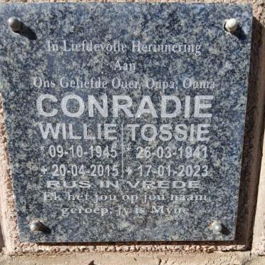 CONRADIE Willie 1945-2015 & Tossie 1941-2023