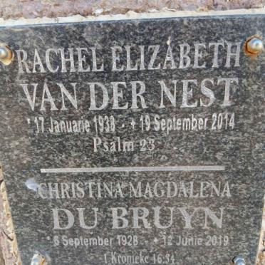 BRUYN Christina Magdalena, de 1928-2019 :: NEST Rachel Elizabeth, van der 1938-2014 