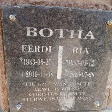 BOTHA Ferdi 1983 -2019 & Ria 1953-2020