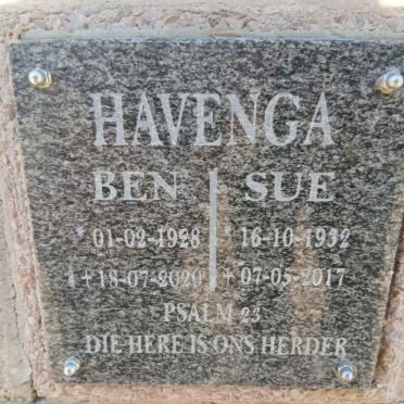 HAVENGA Ben 1928-2020 & Sue 1932-2017